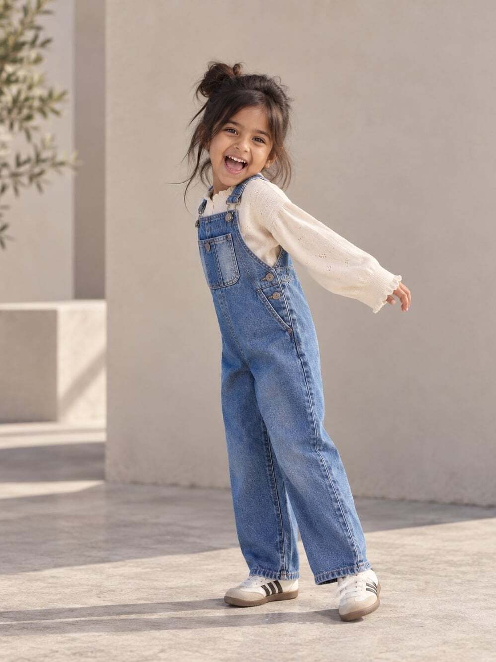 Zara Kids Girls 4-5Y Denim Overalls Blue Jean Dungarees Y2K Carpenter